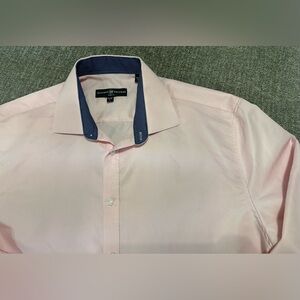 Society Of Threads Men’s Long Sleeve Button Up Shirt Pink Size Large Slim Fit